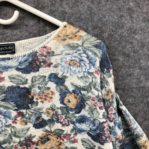 VTG Objects Dart Womens Grandma Floral Knit Long Sleeve Top Size L Granny - Picture 7 of 12